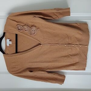 LOFT Ann Taylor tan button up sweater Medium